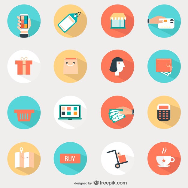 Iconos redondos de compras