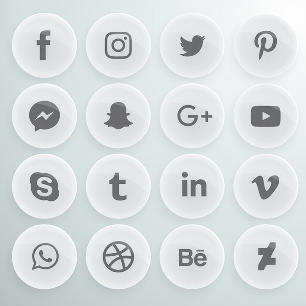 Iconos redondos grises para redes sociales