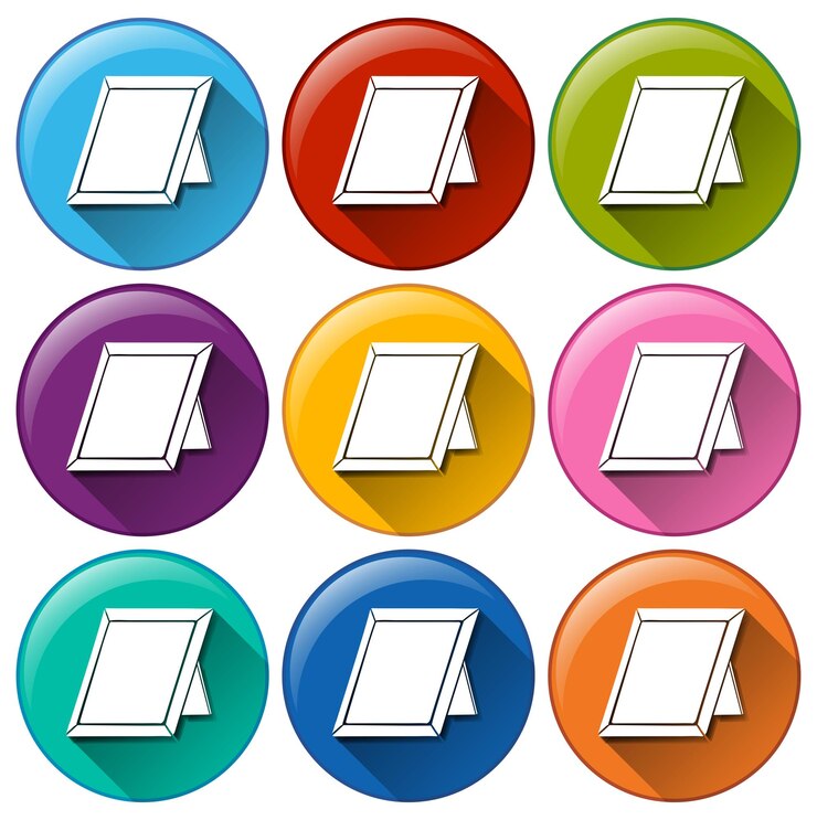 Vector gratuito iconos redondos con marcos de fotos
