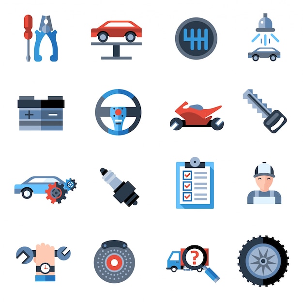 Vector gratuito iconos de reparación de automóviles