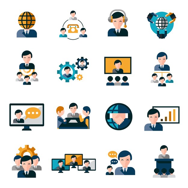 Iconos de reunión de negocios
