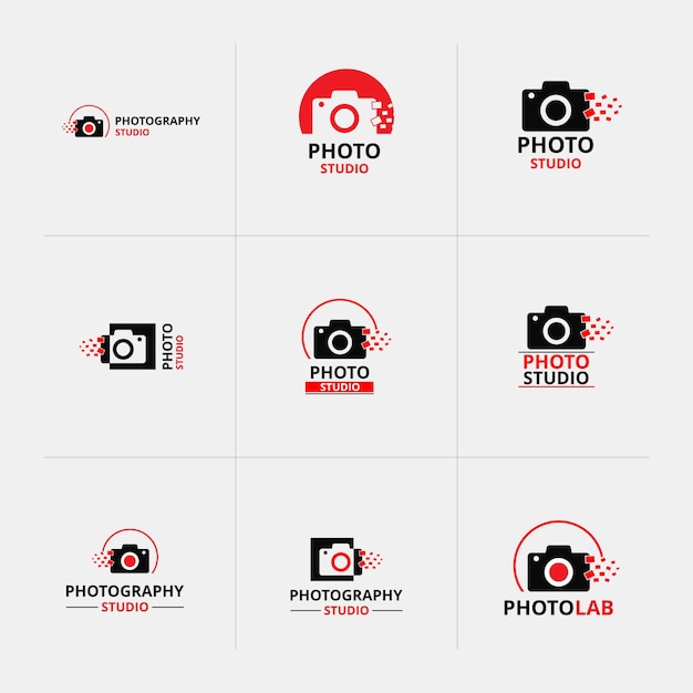 Vector gratuito iconos rojos y negros para fotógrafos