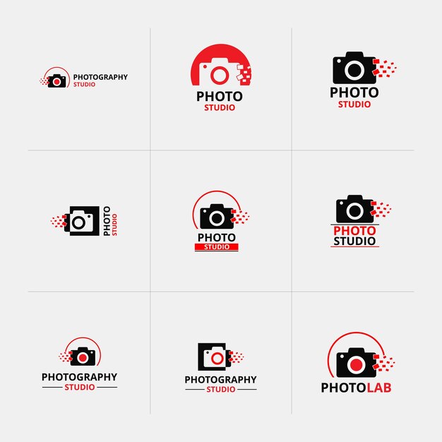 Iconos rojos y negros para fotógrafos