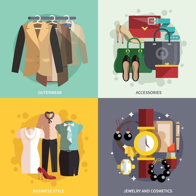 Iconos de ropa planos