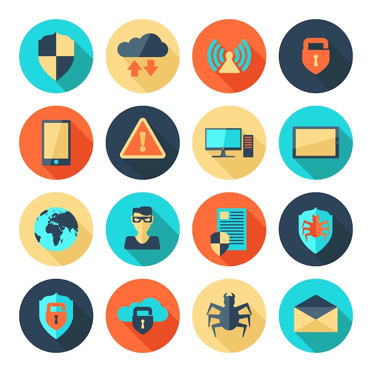 Vector gratuito iconos de seguridad de red