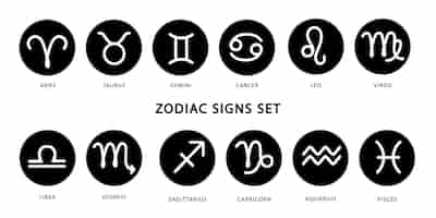 Vector gratuito iconos de signos del zodíaco símbolos para el horóscopo del calendario astrológico elemento de diseño vectorial