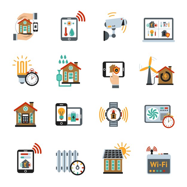 Iconos de sistema de tecnología de casa inteligente