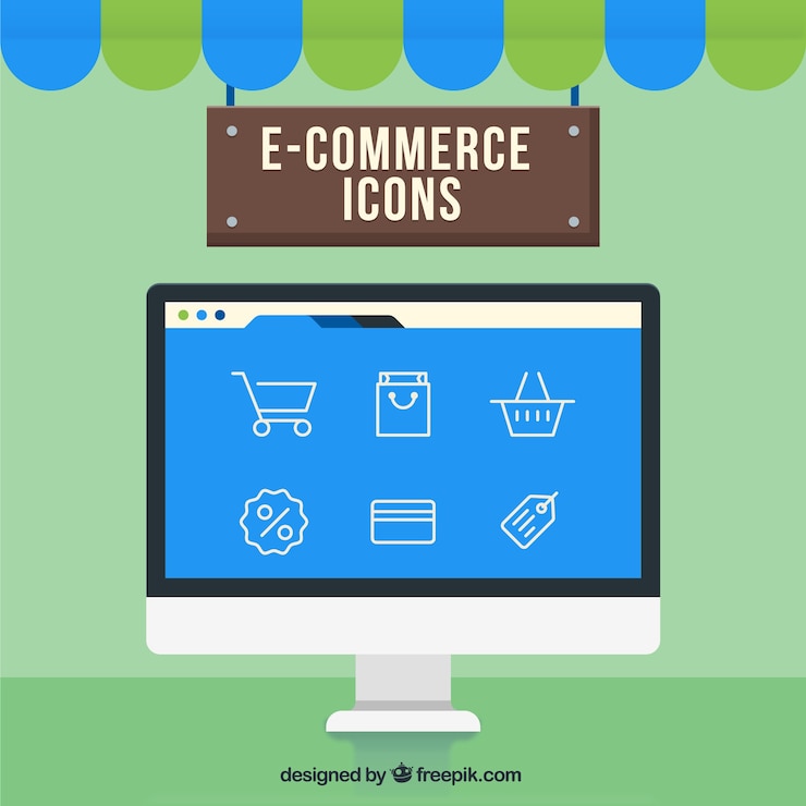 Vector gratuito iconos sobre comercio electrónico