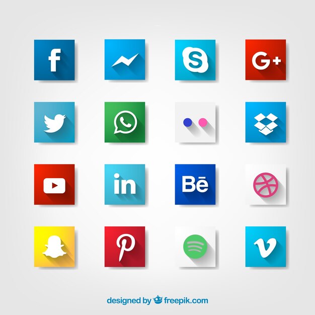 Iconos sociales con diseño de la sombra larga
