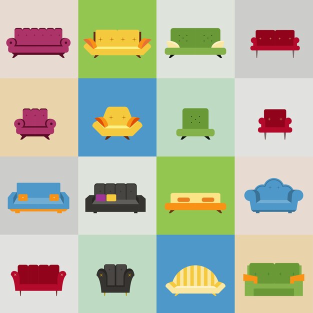 iconos de sofá y sillón