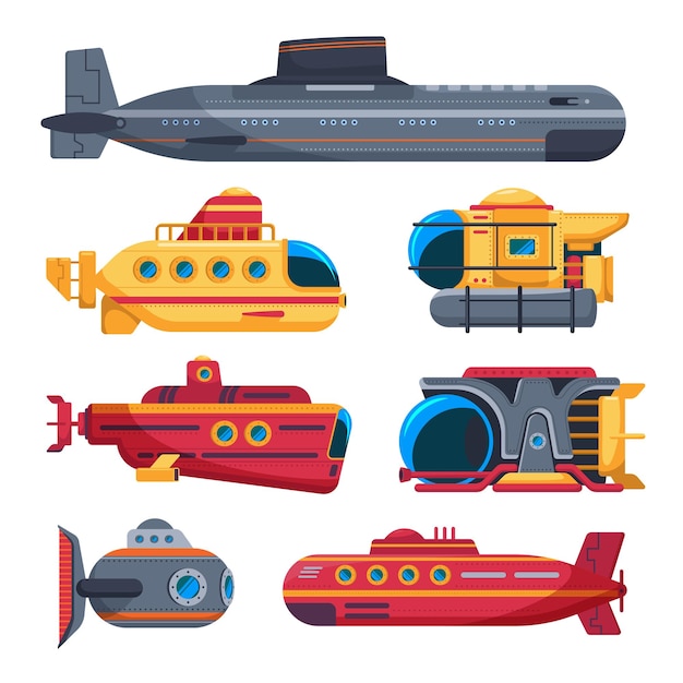 Vector gratuito iconos submarinos con símbolos submarinos ilustración vectorial aislada realista