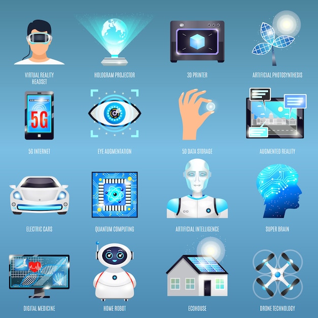 Vector gratuito iconos de tecnologías futuras