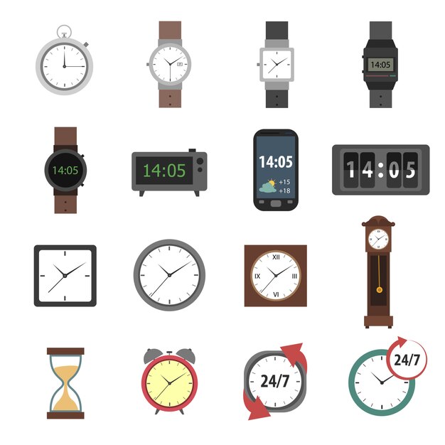 Iconos de tiempo planos
