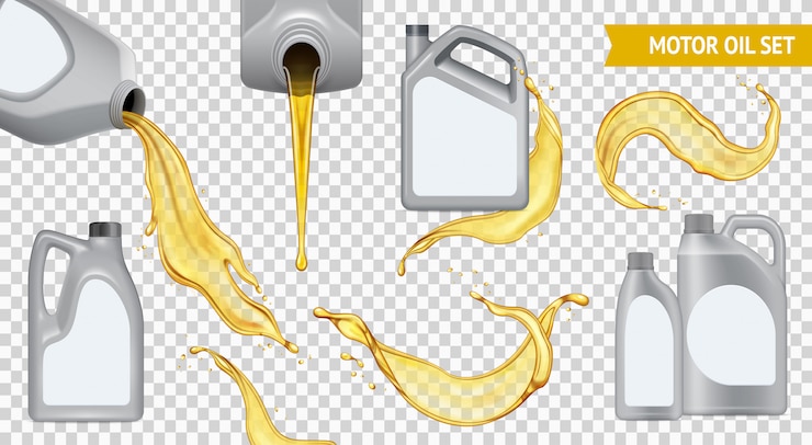 Vector gratuito iconos transparentes de aceite de motor realistas aislados con aceite amarillo en transparente