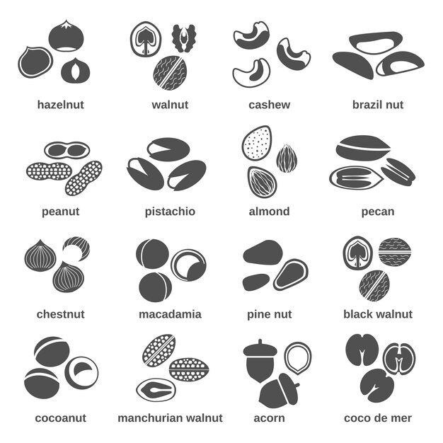 Iconos de tuerca negro