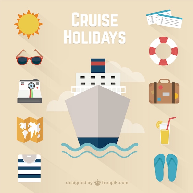 Iconos de vacaciones en crucero