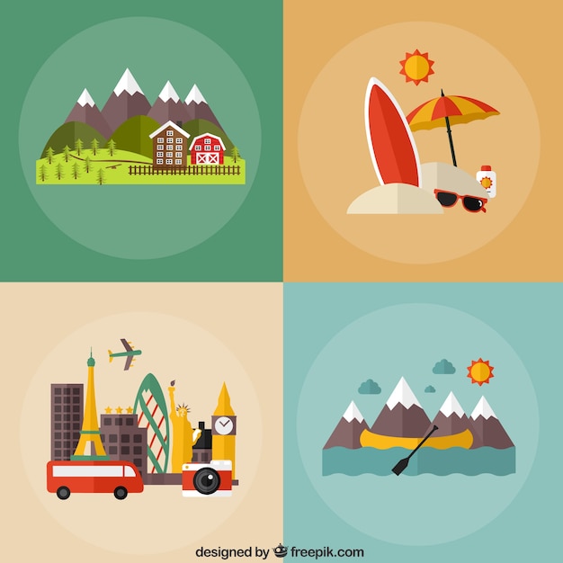 Vector gratuito iconos de vacaciones diferentes