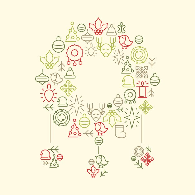 Iconos de vacaciones de invierno en forma de juguete de Navidad en la ilustración de doodle blanco