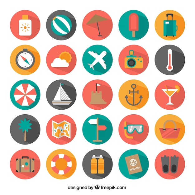 Vector gratuito iconos de las vacaciones de verano