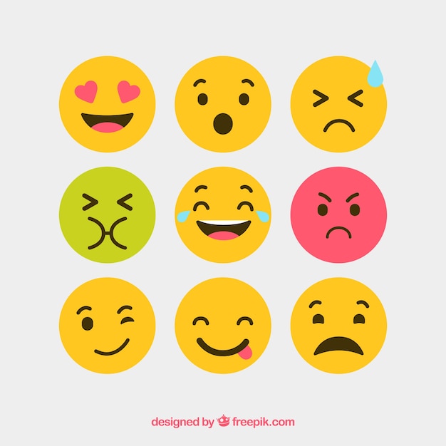 Vector gratuito iconos vectoriales emoción planos y redondos