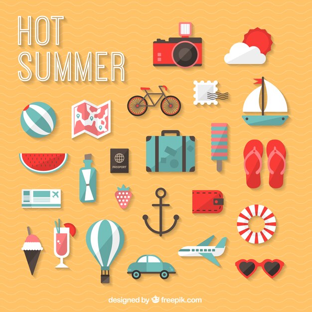 Iconos de verano caluroso