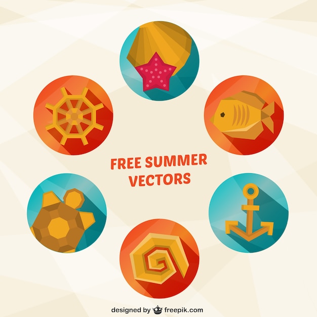 Vector gratuito iconos de verano en estilo geométrico