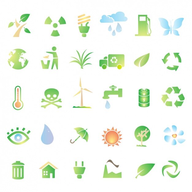 Iconos verdes acerca del reciclaje