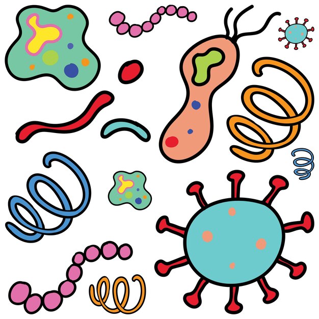 Iconos de virus y bacterias de patrones sin fisuras