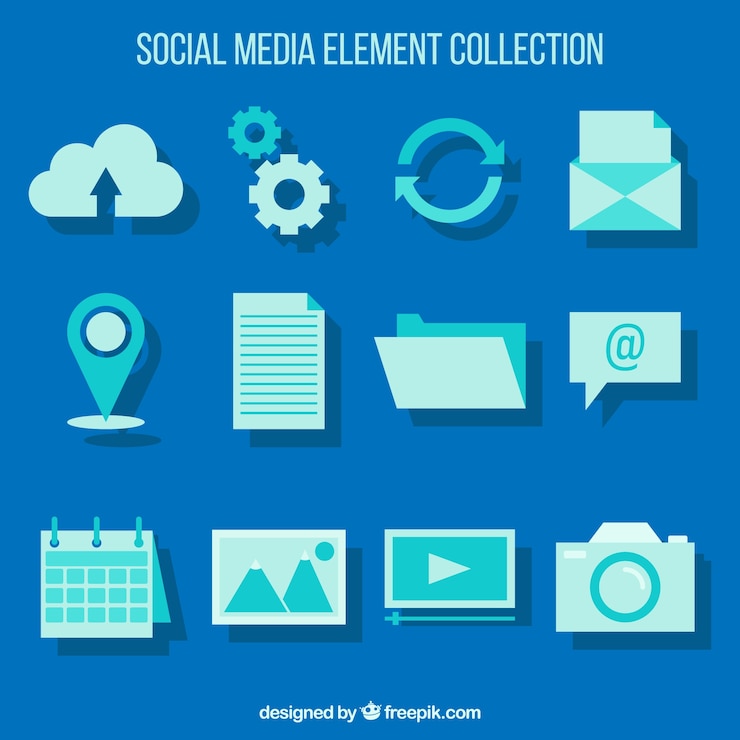 Vector gratuito iconos web sobre un fondo azul