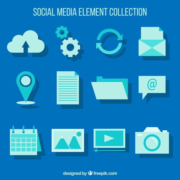 Iconos web sobre un fondo azul