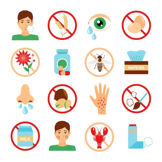 Vector gratuito icons of different allergies