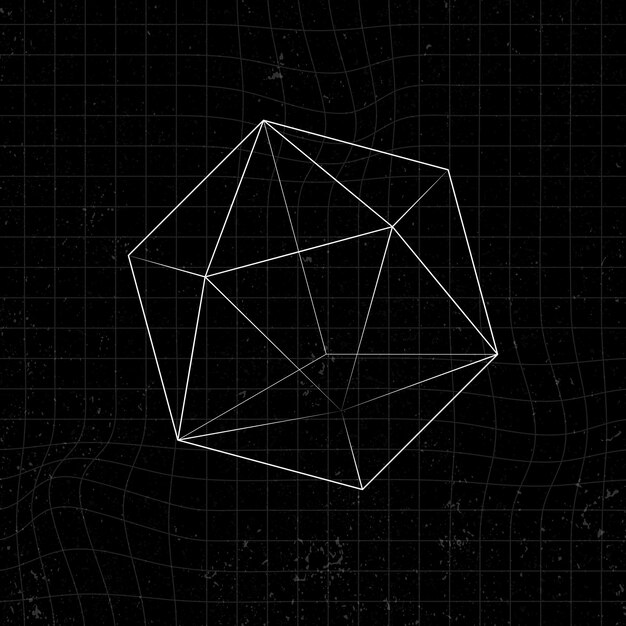 Icosaedro 3D en un vector de fondo negro