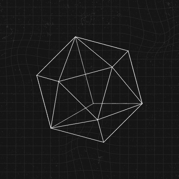 Icosaedro 3D en un vector de fondo negro