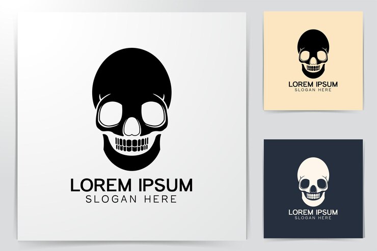 Vector gratuito ideas del logo de huesos del cráneo. diseño de logotipo de inspiración. ilustración de vector de plantilla. aislado sobre fondo blanco
