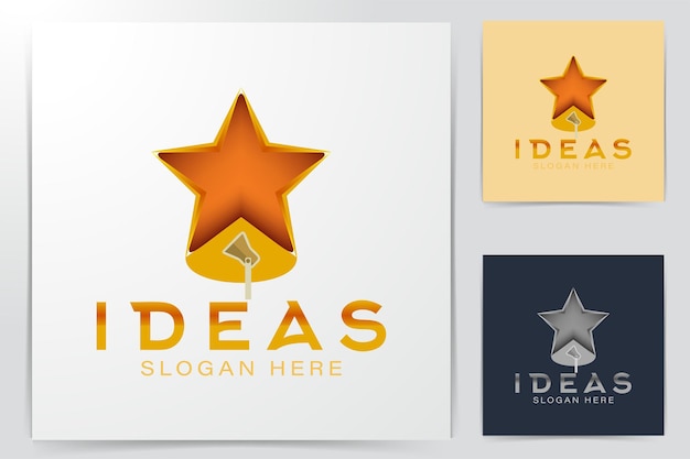 Vector gratuito ideas de logo de lámpara y estrella. diseño de logotipo de inspiración. ilustración de vector de plantilla. aislado sobre fondo blanco