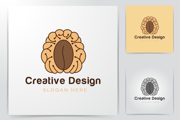 Ideas del logotipo del café del cerebro. Diseño de logotipo de inspiración