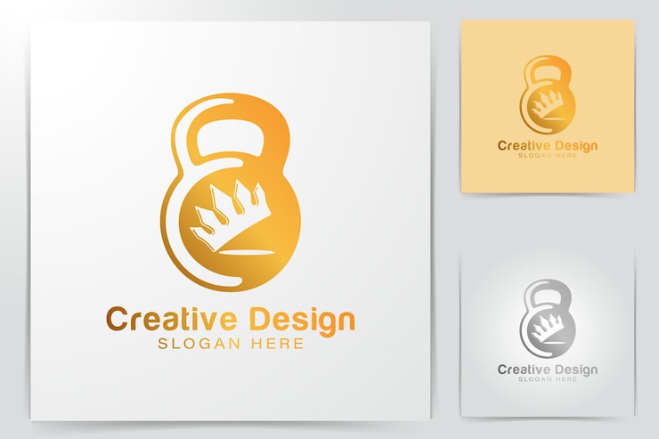 Vector gratuito ideas del logotipo de crown king fitness. diseño de logotipo de inspiración. ilustración de vector de plantilla. aislado sobre fondo blanco