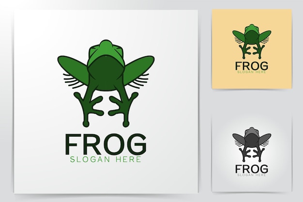 Ideas del logotipo de la rana. Diseño de logotipo de inspiración. Ilustración de vector de plantilla. Aislado sobre fondo blanco
