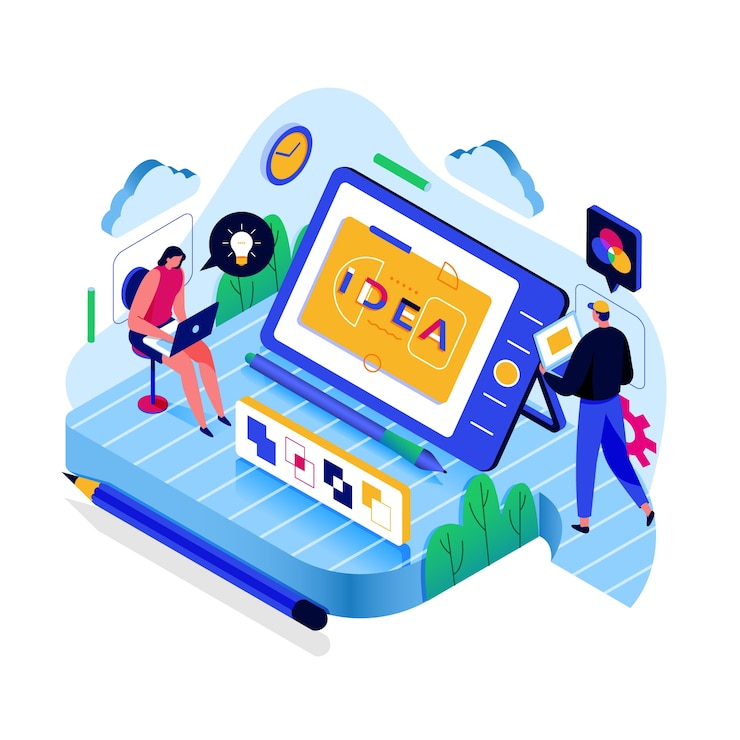 Vector gratuito ideas sobre concepto isométrico de dispositivos digitales