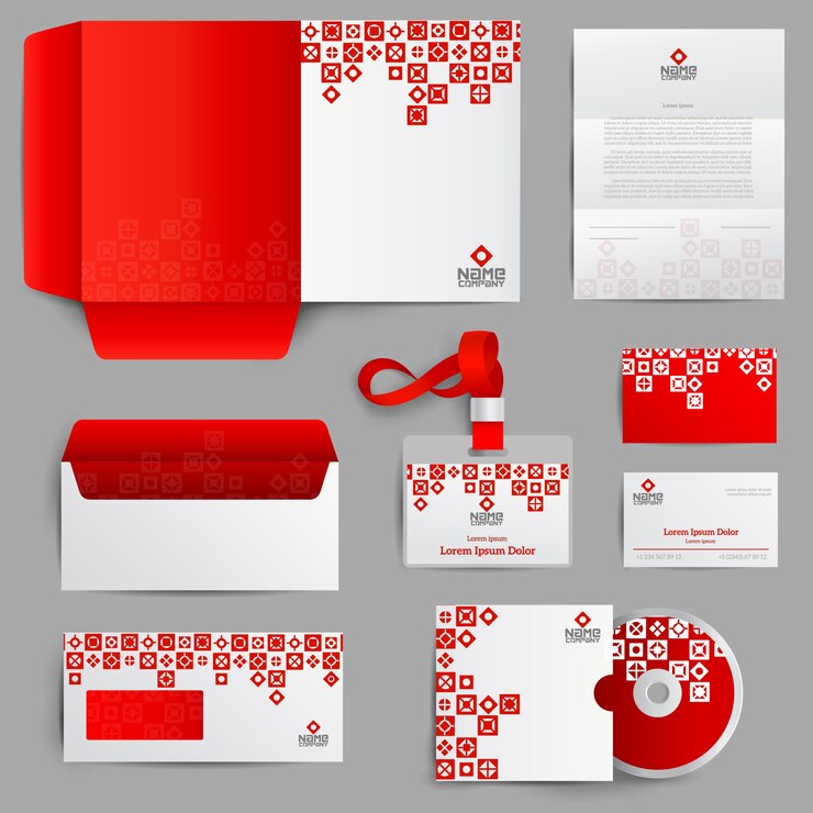 Vector gratuito identidad corporativa en rojo