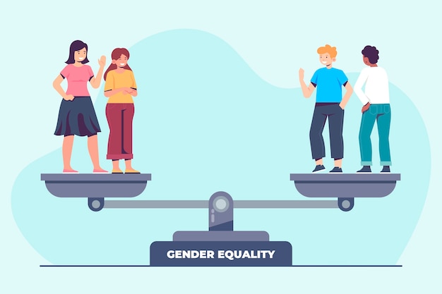 Illustartion de igualdad de género de diseño plano con hombre y mujer
