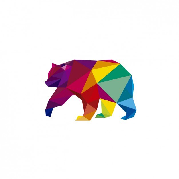 Illustración poligonal de un oso