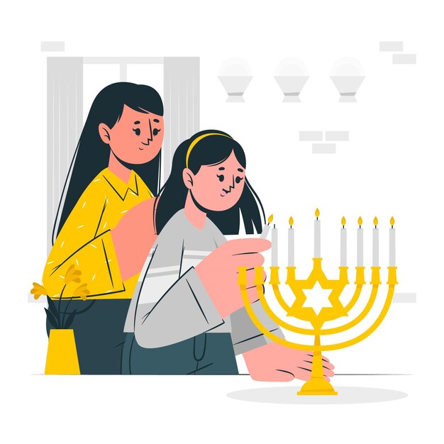 Ilumina la ilustración del concepto de menorah de hanukkah
