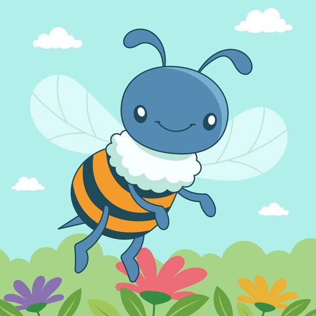 Ilustración de abeja de dibujos animados dibujados a mano