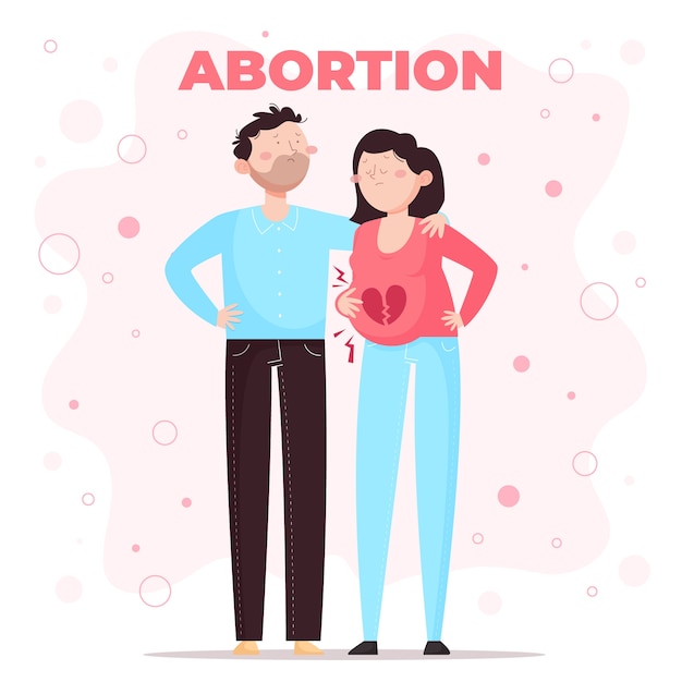 Ilustración de aborto de diseño plano dibujado a mano