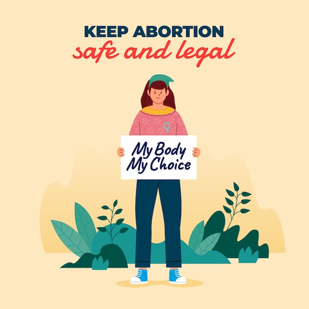 Ilustración de aborto de diseño plano dibujado a mano