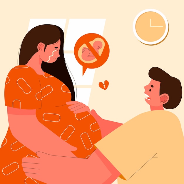 Ilustración de aborto espontáneo dibujada a mano