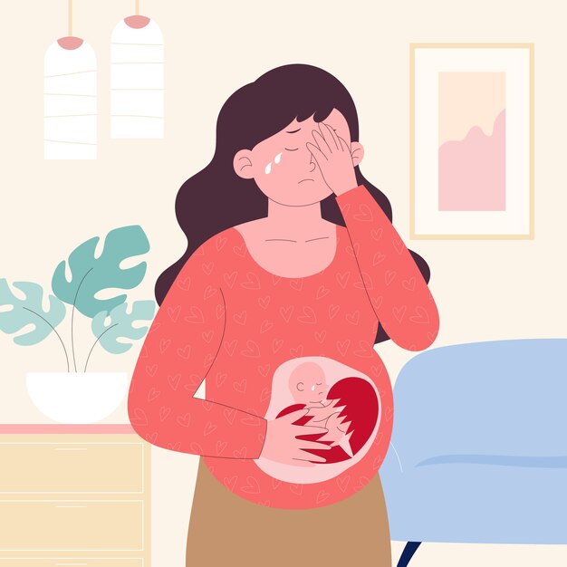 Ilustración de aborto espontáneo dibujada a mano