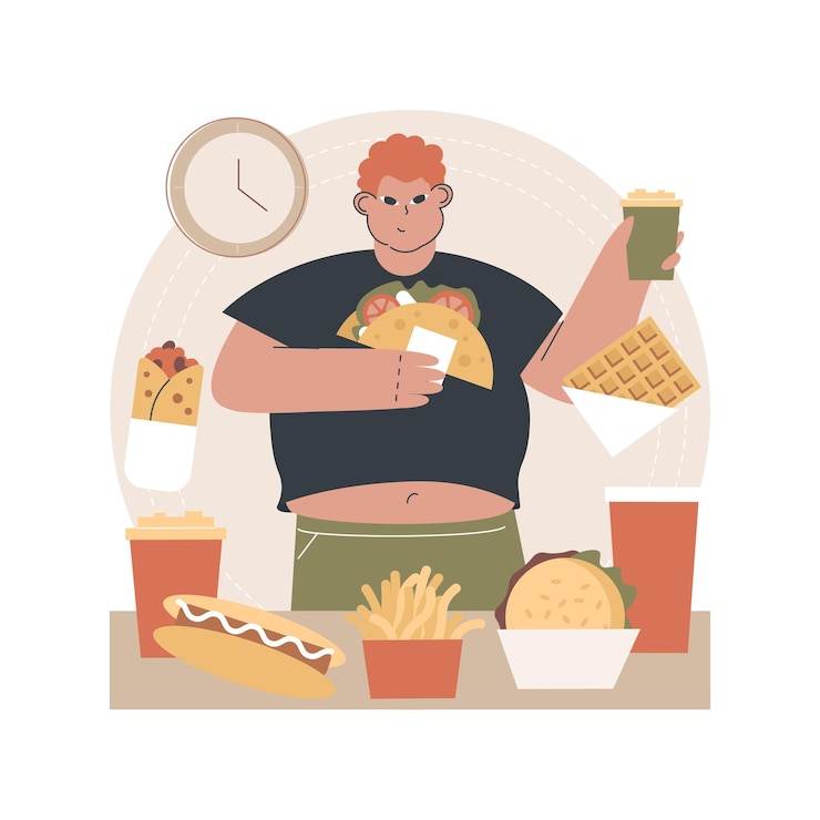 Vector gratuito ilustración abstracta de adicción a comer en exceso