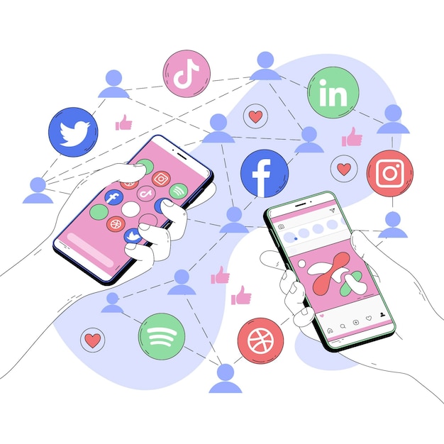 Ilustración abstracta de aplicaciones de redes sociales